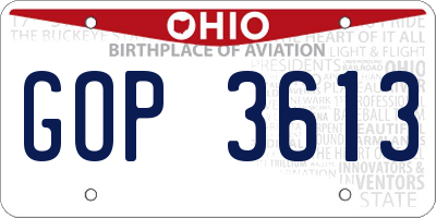 OH license plate GOP3613