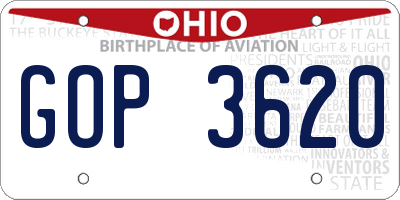 OH license plate GOP3620