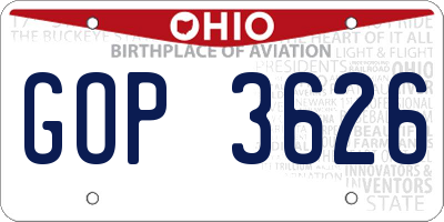 OH license plate GOP3626