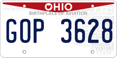 OH license plate GOP3628