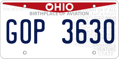 OH license plate GOP3630