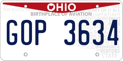 OH license plate GOP3634