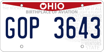 OH license plate GOP3643