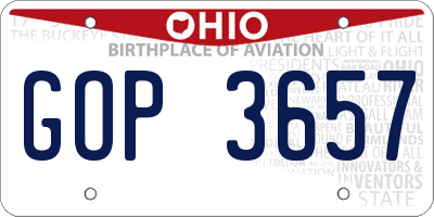 OH license plate GOP3657