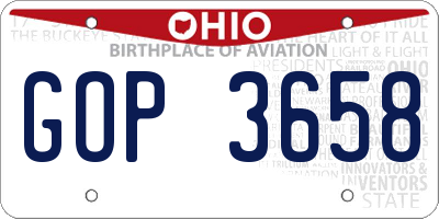 OH license plate GOP3658