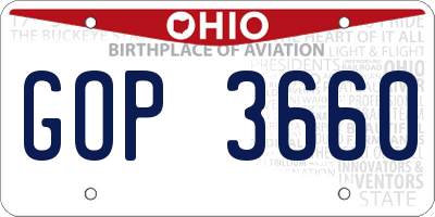 OH license plate GOP3660