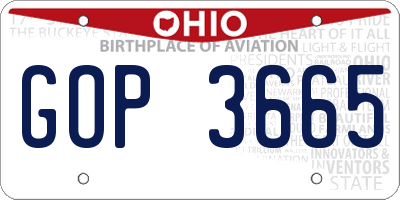 OH license plate GOP3665