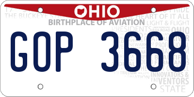 OH license plate GOP3668