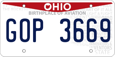 OH license plate GOP3669