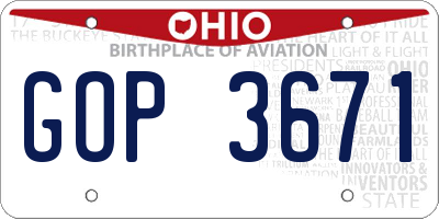 OH license plate GOP3671