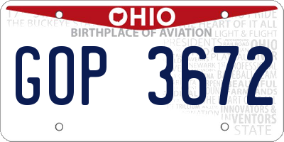 OH license plate GOP3672