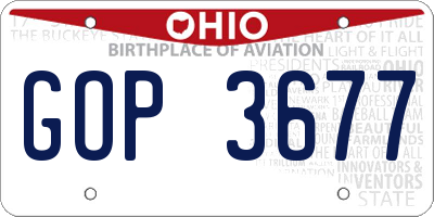 OH license plate GOP3677