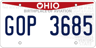 OH license plate GOP3685