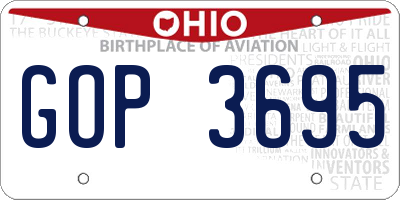 OH license plate GOP3695