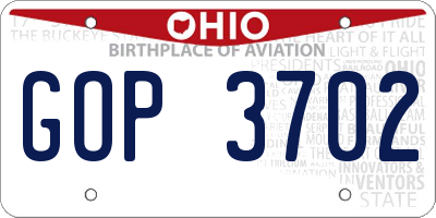 OH license plate GOP3702