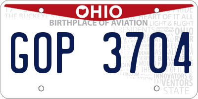 OH license plate GOP3704