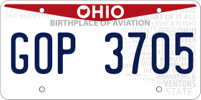 OH license plate GOP3705