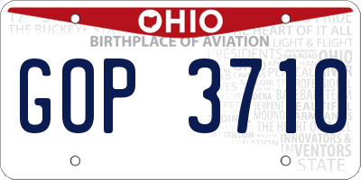 OH license plate GOP3710