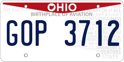 OH license plate GOP3712