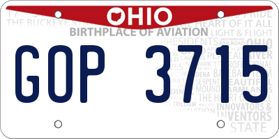 OH license plate GOP3715