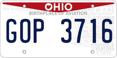 OH license plate GOP3716