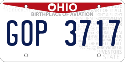 OH license plate GOP3717