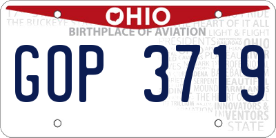 OH license plate GOP3719