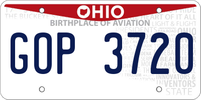 OH license plate GOP3720