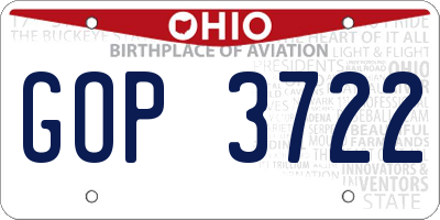 OH license plate GOP3722