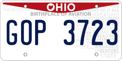 OH license plate GOP3723