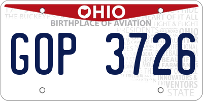 OH license plate GOP3726