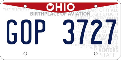 OH license plate GOP3727