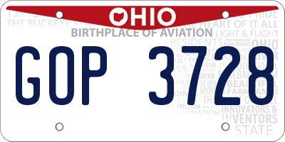 OH license plate GOP3728