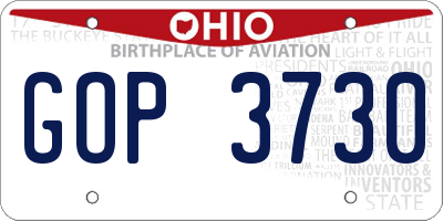 OH license plate GOP3730
