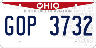 OH license plate GOP3732
