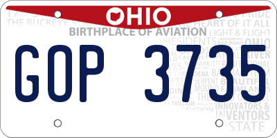 OH license plate GOP3735