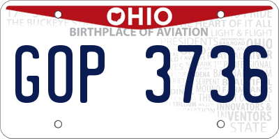 OH license plate GOP3736