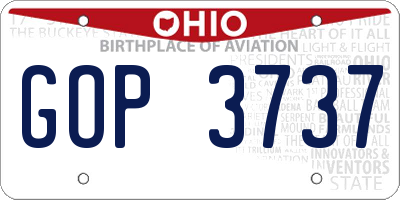 OH license plate GOP3737