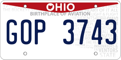 OH license plate GOP3743