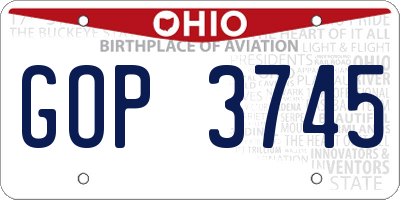 OH license plate GOP3745