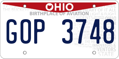 OH license plate GOP3748