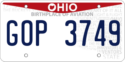 OH license plate GOP3749