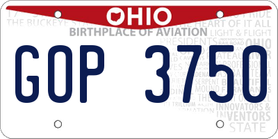 OH license plate GOP3750
