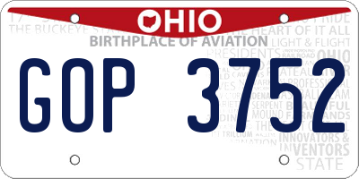 OH license plate GOP3752
