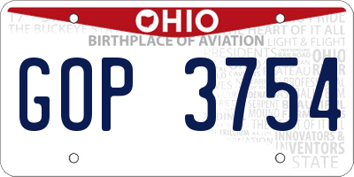 OH license plate GOP3754