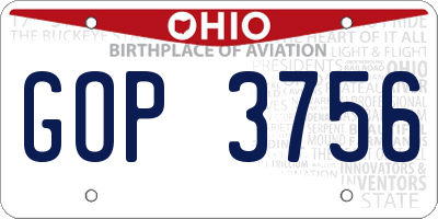 OH license plate GOP3756