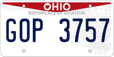 OH license plate GOP3757