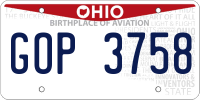 OH license plate GOP3758