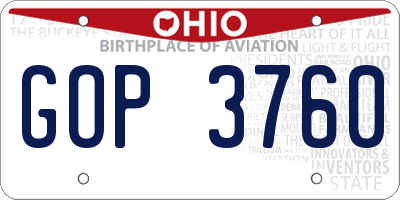 OH license plate GOP3760