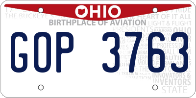 OH license plate GOP3763